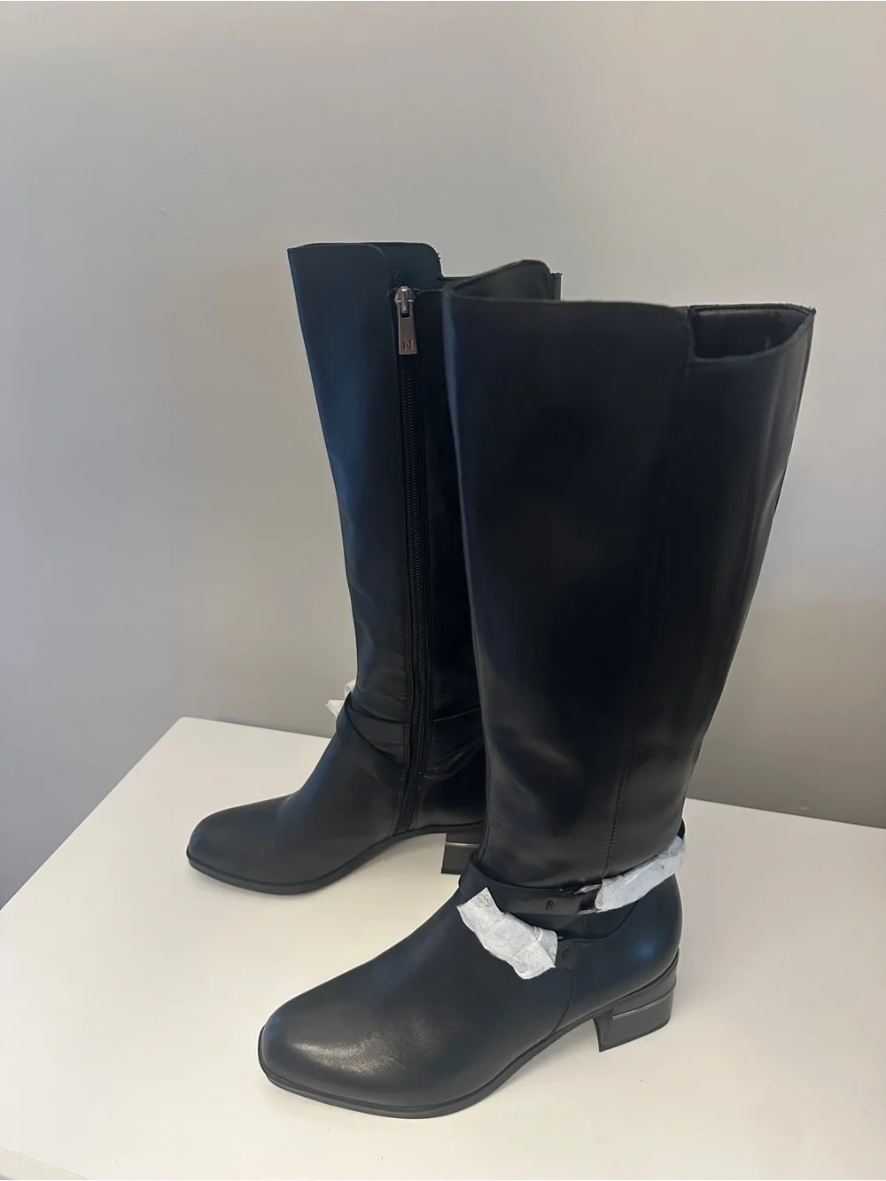 Stuart Weitzman Shore Black Leather Boots Size 7.5 New with box
